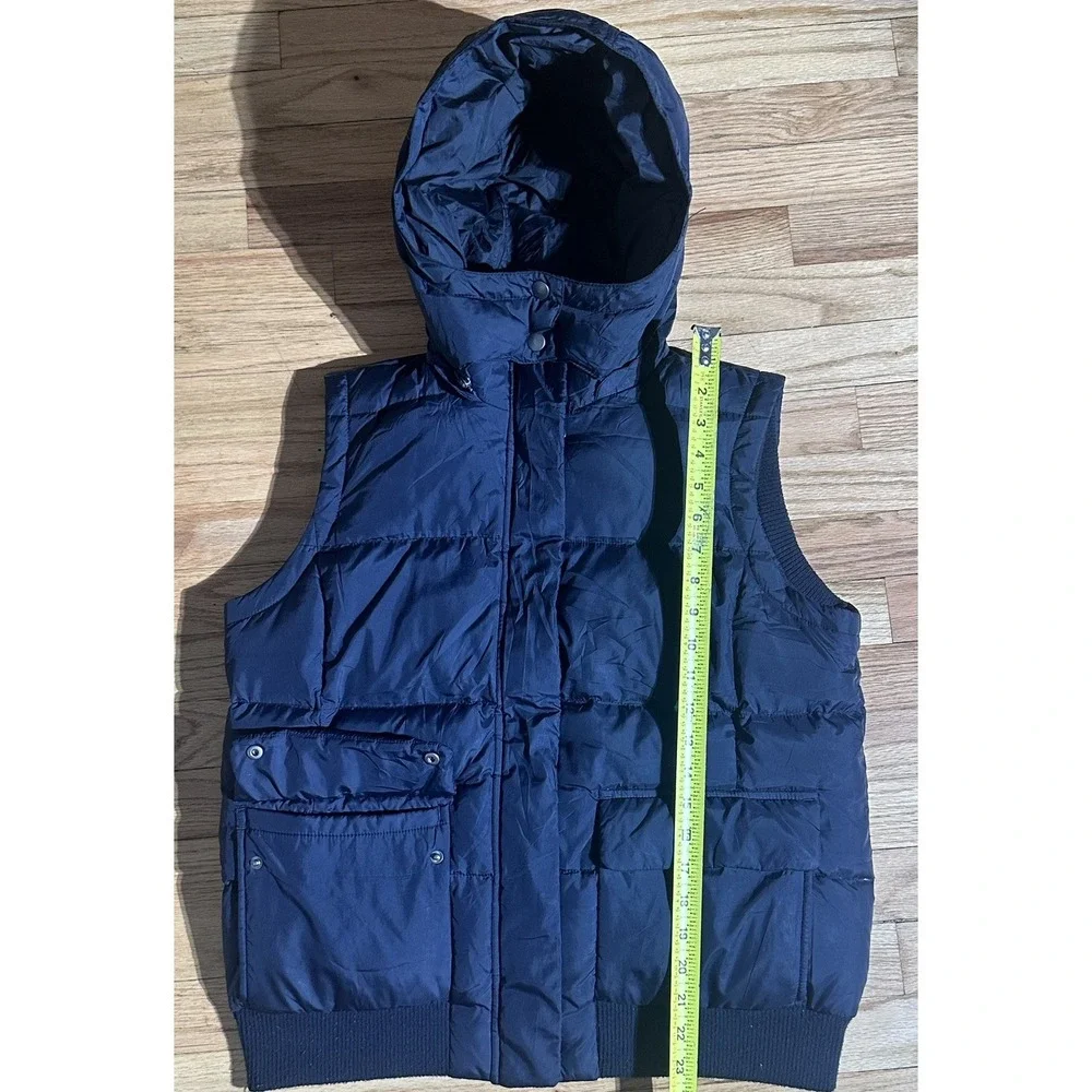Vintage GAP Black Down Puffer Vest Detachable Hood  Heavyweight Insulated Size L